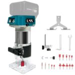 L1NXIXI Akku Oberfräse für Makita 18V, 800W Akku kantenfräse mit Bürstenloser Motor, 30.000 U/min, 6 Geschwindigkeiten, 6,35mm Durchmesser, 18V oberfräsen Akku mit 15 Stück 1/4" Fräser (ohne Akku)