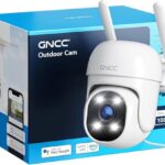 GNCC GK2 WLAN Überwachungskamera Aussen mit KI-Bewegungserkennung, 1080P, 360°-Schwenk-Neige-Funktion, IP65 wasserdicht, Farb-Nachtsicht, Zwei-Wege-Audio, Cloud- & SD-Karten-Speicher