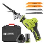 Akku Säbelsäge, FADAKWALT 12V Elektrische Reciprosäge mit 2000mAh Batterien, 4xSäbelsägeblatt,variabler Drehzahl von 0-2700 RPM, Elektrische Reciprosäge, Professional Säbelsäge