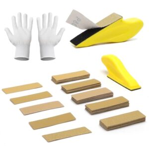 APOMOONS 50-teiliges Schleifpapier-Set mit Handschleifblock und Handschuhen (Körnung 80-400)
