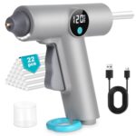 vsshe Heißklebepistole Akku, Heissklebepistole Kabellos mit 2500mAh Akku, Schnelles Vorheizen in 40S, LED-Anzeige, Klebepistole mit 22 Heißklebesticks, für DIY Handwerk und Reparieren in Haus & Büro