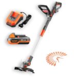 FUXTEC 20V Akku-Rasentrimmer FX-E1RT20 – Leicht (2,2 kg), 25 cm Schnittbreite, inkl. 2Ah Li-Ionen Akku & Ladegerät - Teleskopverlängerung, drehbarer Kopf für präzise Rasenkanten, kabelloses Trimmen