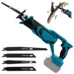Akku Säbelsäge für Makita 18V Akku(ohne Akku), Reciprosäge mit 4 Sägeblätter, 3500 SPM Bürstenlosem Motor,Säbelsägen ideal für Sägearbeit mit Holz/Stahl
