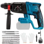 Bohrhammer für Makita Akku 18V, 3-in-1 Bürstenloser Schlagbohrmaschine mit 7 Stück Bohrer, Handschuhe, 3 Betriebsarten, Anti-Vibrationsgriff und Sicherheitskupplung (ohne Akkus und Ladegerät)