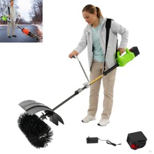 2-in-1 Kehrmaschine mit Gebläse, Akku-Motorbesen 55cm Bürstenbreite,Schneeschieber Kehrbesen Schneefräse Laubbläser, für Die Reinigung Von Rasen Laub Kunstrasen Gras und Schotter