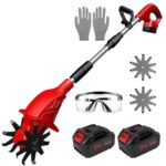 Elektrische Motorhacke, kabellose Motorhacke für Akku Ma-Kita~ 21 V, mit Akku 3,0 Ah, 400 W, 200 mm Breite & 150 mm Arbeitstiefe | Lenker klappbar | ideal für Gemüsegarten (2 Batterien)