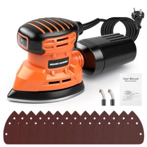 Elektrischer Deltaschleifer, 150 W Handgeführte Multischleifer Maus-Schleifmaschine Mit Staubabsaugung, 14 Stück Schleifpapier Mit Körnung 60 Bis 400, Zum Polieren Von Holz Und Entfernen