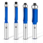 NICAVKIT 4 Stück Bündigfräser 8mm Schaft,Blauer Bündigfräser Fräser Set, Doppelseitiger Fräser mit Lagern,für Holz, Ø 6,35mm,Ø 8mm,Ø 9,5mm,Ø 12,7mm, Arbeitslänge 25 mm
