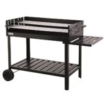 tepro Holzkohlegrill Grillwagen Atlanta, Outdoor BBQ mit Rädern, Höhenverstellbar ca. 77 - 88 cm, Grillfläche: ca. 98 x 56 cm, Maße ca. 135,5 x 63 x 91,2 cm, Schwarz