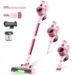 Dzaki 50000Pa Akku Staubsauger, Staubsauger Kabellos mit Smart Display, Standfunktion, Langer Laufzeit und Anti-Verhedderungsbürste für Teppich Hartboden Tierhaare Auto