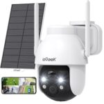 ieGeek 2K 3MP Überwachungskamera Aussen Solar, 360° PTZ Kamera Aussen Akku, 2.4GHz Kabellos Überwachungskamera mit PIR Bewegungsmelder,Farb-Nachtsicht, 2-Wege-Audio, IP65