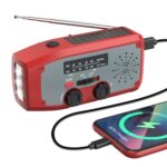Dolucky Notfall-Solarradio, Tragbare Kurbelradio, AM/FM Wind Up Radio, Solar Notfallradio mit LED-Taschenlampe, SOS-Alarm, 2000mAh Akku, USB-Ladegerät für Außen Wandern Camping, Rot