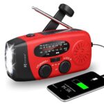Notfall-Solarradio,Faizer®, kurbelradio,Selbstbetriebenes Kurbelradio mit LED-Taschenlampe, SOS-Alarm,AM/FM/WB Wetter Wind Up Radio mit 2000mAh Akku für Notladung von Smartphone