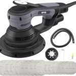 SPTA Elektrischer Exzenterschleifer, Bürstenloser Exzenterschleifer,mit 125mm/150mm Schleifteller,3mm Schleifhub, 5-Stufiger Drehzahlregelung bis 4.000-10.000 U/min, 20x Klett-Schleifpapier.-OS603EU