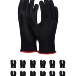 DONAU SAFETY Montagehandschuhe Handschuhe/Größe 08, 12 Paar/Kat. II/Schwarz/Handschuhe Arbeitshandschuhe aus Polyester/Polyurethan/Garten-, Builders, Mechaniker