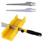 4-teiliges Gehrungslade mit Japansäge Set, Gärungsschablone mit Säge für Holz Kunststoff Robustes, Schnittwinkel: 0°, 22.50°, 45° & 90°, Handsäge-Set mit 3 Sägeblätter für Präzise Holzarbeiten