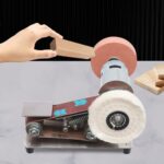 Elektrischer Mini Bandschleifer, Stationäre Tischschleifmaschine, 7-Gang Bandschleifer mit 10 Schleifbändern, Schleifmaschine für Metall Holz DIY Messerschärfen