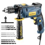 Enventor 750W Schlagbohrmaschine, Elektrische Bohrmaschine mit 9 ​​Stück Bohren, elektr. Drehzahlregelung, 360° Zusatzgriff, (Max. Bohr-Ø: Holz: 25 mm, Beton: 13 mm, Metall: 10 mm)