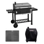 TAINO HERO XXL Holzkohlegrill Set Abdeckhaube Grillplatte Smoker Grillwagen BBQ
