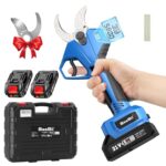 SEESII Akku Astschere 40 mm – Elektrische Gartenschere mit SK5-Klinge, 2 * 2000 mAh Akkus, Bürstenlosem Motor, LCD-Anzeige, Für Obstgärten, Landschaftspflege und Professionelle Gartenarbeiten, BLX125