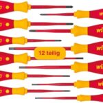 Wiha Schraubendreher Set 12-teilig, VDE geprüft, isoliert 1.000 V (41003) I Profi Schraubenzieher Set mit dünner Spitze Schlitz/Kreuz/Kreuzschlitz/Torx/Plusminus I Elektriker Werkzeug