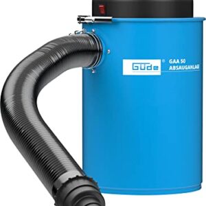 Güde GAA 50 Absauganlage – 230 Volt, 1100 Watt Leistung, 183 Kubikmeter pro Stunde Luftstrom, 50 Liter Behälter, 2 Meter Schlauchlänge, mit Filter-Set und Adaptern, für Werkstatt und Holzbearbeitung