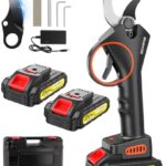 Akku Astschere, 33mm Akku Gartenschere Elektrische Gartenschere mit 21V 2 x 2000 mAh Batterie, 800W Langlebig Leise Professionelle Bürstenlose Astschere für Zweige, Sträucher, Stämme