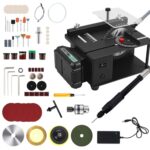 Mini Tischkreissäge mit Akku & Flexwelle - 23000 U/min Präzisions Tischsäge, Einstellbare Schnittwinkel 3-in-1 Multifunktionssäge für Holz/Kunststoff/Weiche Metalle, Zubehör für Schleifen & Bohren