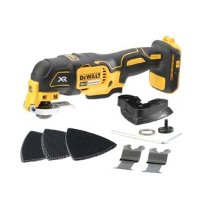 DEWALT 18 Volt ozillierendes Akku-Multi-Tool DCS355N-XJ (bürstenloser Motor, LED-Lampe, großer Auslöseschalter, 30-tlg. Zubehör-Set für Schleif- und Sägeanwendungen, Lieferung ohne Akku und Ladegerät)