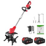 Akku-Bodenhacke für Makita 21V Batterie, 550W Gartenfräse Akku, 22cm Bodenbearbeitungstiefe,30cm Bearbeitungsbreite, 350RPM, Gartenfräse Elektrisch Mit 2 Batterien, Doppelrolle 4 Klinge