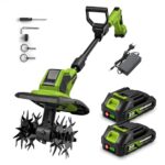 NewBeny Akku-Bodenhacke Gartenfräse Elektrisch mit 2 x 2,0-Ah-Akkus, Bodenfräse mit 4 Sätzen Stahlmessern, 23 cm Breite und 17 cm Gartenfräse Akku zum Jäten, Bodenbearbeiten und Rasenpflege