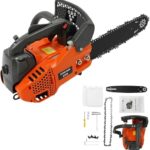 Benzin-Kettensäge 2-Takt-Motor 1.22 PS 25.4 cc – 9000 U/min 30 cm Schneiddurchmesser mit oberem Handgriff für Garten/Wald