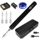 Akku Lötkolben Set, USB Lötkolben mit LCD, Temperatur Einstellbare AkkU Lötpistole, Mini LöTkolben mit 3 LöTKOlbenspitzen Usw Professionelles Lötdraht Werkzeugkasten
