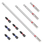 ColumPRO 10 Stück. Bithalter magnetisch Set: 60/100/150/300 mm Bit-Verlängerung, inkl. 6 Profi-Bits (PH2*3/PZ2*3), flexibel & wackelfrei, kompakter Bithalter für Akkuschrauber & Schlagschrauber