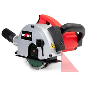 Grafner Mauernutfräse mit Laser, kraftvolle 1700 Watt mit 4000 U/min, incl. 2x Ø 150 mm Diamant-Trennscheiben, Staubabsaugung, Nutbreite 14-29mm, Nuttiefe 10-40mm, Mauerfräse Schlitzfräse