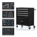 NTG Werkstattwagen inkl. Werkzeug 70 Teile - 4 Schubladen + großes Fach - Kugelgelagerte Schubladen - Transportsicherung - 2 Rollen m. Feststellbremse - Werkzeugwagen - PERFEKTE WERKSTATTORGANISATION