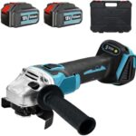 Akku Winkelschleifer Kabellos，Ersatz für Makita Akku 18V, mit 2× 5.5Ah Akkus & Ladegerät, Neues Upgrade Akku Flex Trennschleifer 125mm, 9000U/min, für Präzises Trennen und Schleifen（Blau）