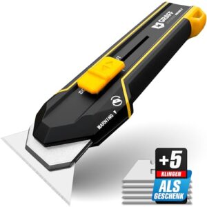 4in1 Cuttermesser Profi mit Trapezklingen – Schabermesser Sicherheitsmesser Universalmesser Teppichmesser Trockenbaumesser Cuttermesser – Messerset inkl. 5 SK5 Carbonstahl Trapezklingen GRAFF