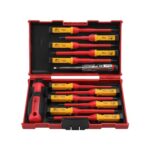 Hoteche VDE Schraubendreher Set 13-teilig - Isolierte Schraubenzieher für Elektriker - SL, PH, PZ, T - 1PCS VDE Elektroprüfer - Rot/Schwarz Kunststoffbox