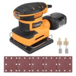 Hoteche 240W Schwingschleifer 110x100mm - Multifunktionale Schleifmaschine für Holz mit Selbstabsaugung, 13000rpm, inklusive Carbonbürsten, Schleifpapier und Staubbehälter