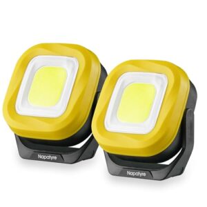 Napatyre LED Strahler Akku,1000 Lumen Baustrahler Akku mit Magnet und 180° Drehbar, 4 Lichtmodi Tragbare Arbeitsleuchte LED Akku für Garage Werkstatt Camping (2 Stück)