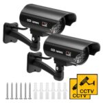 muhogxio 2 Stück Kamera Attrappe Außen,Dummy Überwachungskamera mit LED Licht Rot Blinkender, Kamera Dummy Fake CCTV Kameraatrappe Aussenbereich,Fake Kamera für Innen und Außenbereich