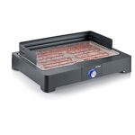 SEVERIN Tischgrill mit Edelstahl-Grillrost für drinnen und draußen, Elektrogrill mit schnellem Grill-Start, Balkon Grill ohne Verbrennungsgefahr, Schwarz, PG 8565