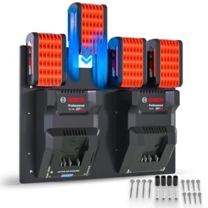 Wandfest® Wandhalterung für Bosch Akkus und Ladegeräte - Das Original | inkl. Befestigungsmaterial [Made IN Austria] Bosch Akku Halterung für 1-4 Akkus | Jetzt mehr Ordnung in Werkstatt und Garage