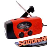 iRonsnow Notfallradio, Kurbelradio, Tragbares Crank Solarradio, mit LED-Taschenlampe, wiederaufladbares 5000mAh-Netzteil, SOS-Alarm, AM/FM-Windradio, USB-Ladegerät für Wandern, Camping (5000mAh, Rot)
