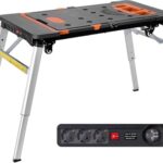 TLGREEN 7 in1 Klappbare Werkbank höhenverstellbar,Tragbare Werkbank Mobil,Arbeitstisch Klappbar,100-200kg Tragkraft,Multifunktionstisch mit 4 pcs Rollen,Werktisch Spanntisch für Werkstatt,Haus,Büro