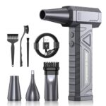 Elektrische Staubgebläse Druckluftspray für PC Reinigung - Electric Air Duster 200000 RPM, 4-Gang Einstellbare Mini-Gebläse mit Akku, Luftgebläse für Tastatur, Haus, Outdoor, Auto, W18, Silber