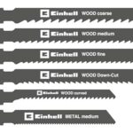 Original Einhell 10-tlg. Stichsägeblatt-Set (Stichsägen-Zubehör, T-Schaft, für Holz und Metall, inkl. Aufbewahrungsbox)
