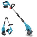 Jaxguom Kabellose 550W Akku-Motorhacke, Arbeitsbreite 20cm/Tiefe 15cm, Verstellbarer Griff, Blau-Schwarz