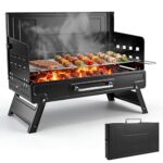 kisidus Holzkohlegrill Klappbarer Campinggrill, klappgrill Tischgrill Gartenpartys & Outdoor - BBQ, Mit kompaktem Design und einfacher Montage